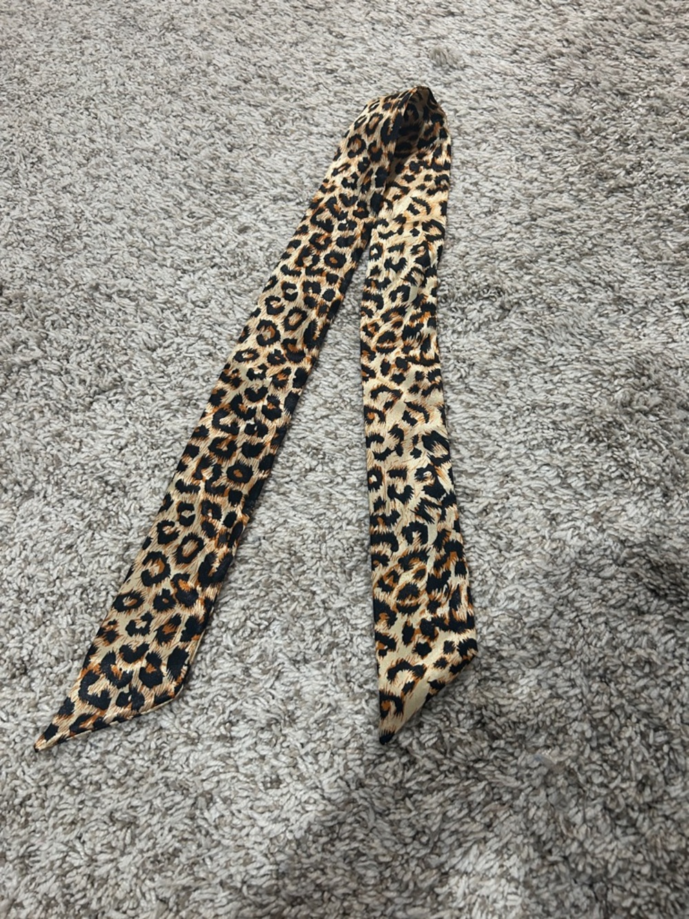 Leopard Print Skinny Twilly Scarf Tie
